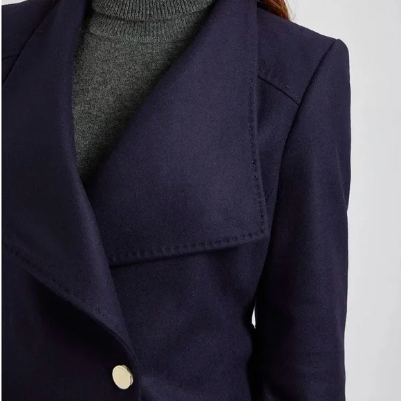NWT Ted Baker Rytaa Short Wool Wrap Coat- Dark Navy- size 6 - Picture 5 of 10